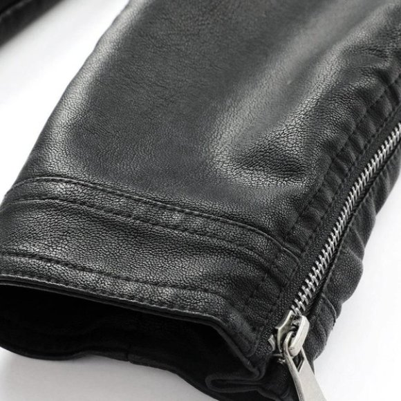 Black Mens PU Leather Jacket - Picture 6 of 7